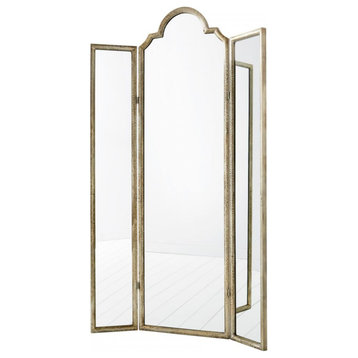 Percy Mirror, Silver, Iron Wood and Mirrored Glass, 75"H (7940 M6L50)