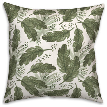 Tropical Leaves Pattern 18"x18" Spun Poly Pillow