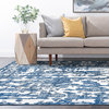 Alvis Contemporary Abstract Area Rug, Blue/White, 2'3''x7'3''
