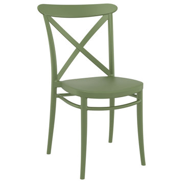 Cross Resin Outdoor Chair Olive Green, Set of 2