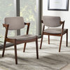 Scandinavian Style Dining Arm Chairs, Set of 2, Dark Brown/Gray