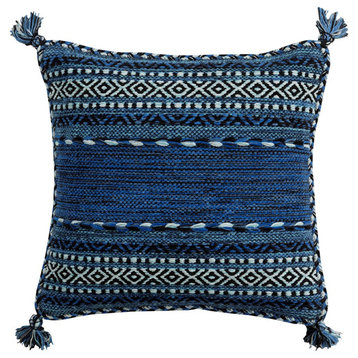 Trenza by Surya Down Pillow, Dk.Blue/Navy/Pale Blue, 18' x 18'