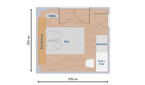 Help transform my small bedroom into bedroom + office space.