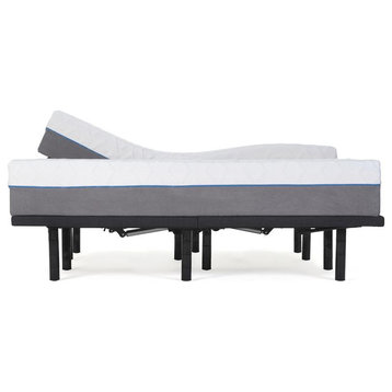 Pemberly Row Plush King Split Mattress and Model T Bed Base in White