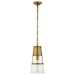 Visual Comfort - Robinson Pendant, 1-Light, Hand-Rubbed Antique Brass, Clear Glass, 7.5"W - This beautiful pendant will magnify your home with a perfect mix of fixture and function. This fixture adds a clean, refined look to your living space. Elegant lines, sleek and high-quality contemporary finishes.Visual Comfort has been the premier resource for signature designer lighting. For over 30 years, Visual Comfort has produced lighting with some of the most influential names in design using natural materials of exceptional quality and distinctive, hand-applied, living finishes.
