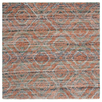 Safavieh Marquee Mrq114Y Southwestern Rug, Gray and Rust, 6'0"x6'0" Square
