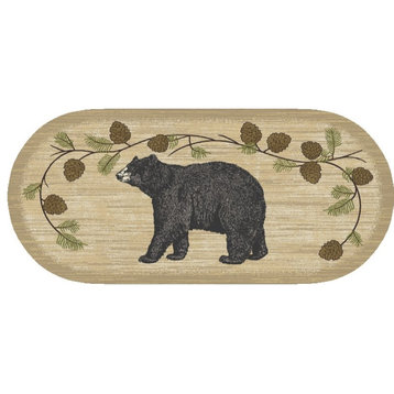 Cozy Cabin Bear Sighting Lodge 20"x44" Oval Accent Rug