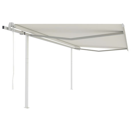 vidaXL Electric Awning Retractable Awning Canopy Sunshade with Posts Cream
