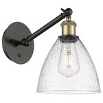 Innovations Lighting - Innovations 317-1W-BAB-GBD-754 1-Light Sconce, Black Antique Brass - Innovations 317-1W-BAB-GBD-754 1-Light Sconce Black Antique Brass. Collection: Ballston. Style: Industrial, Modern Contempo, Restoration-Vintage, Transitional. Metal Finish: Black Antique Brass. Metal Finish (Canopy/Backplate): Black Antique Brass. Material: Steel, Cast Brass, Glass. Dimension(in): 13. 25(H) x 8(W) x 13. 75(Ext). Bulb: (1)60W Medium Base,Dimmable(Not Included). Maximum Wattage Per Socket: 100. Voltage: 120. Color Temperature (Kelvin): 2200. CRI: 99. 9. Lumens: 220. Glass Shade Description: Seedy Ballston Dome. Glass or Metal Shade Color: Seedy. Shade Material: Glass. Glass Type: Seeded. Shade Shape: Dome. Shade Dimension(in): 7. 5(W) x 6. 5(H). Fitter Measurement (Glass Or Metal Shade Fitter Size): Neckless with a 2. 125 inch Hole. Backplate Dimension(in): 5. 3(Dia) x 0. 75(Depth). ADA Compliant: No. California Proposition 65 Warning Required: Yes. UL and ETL Certification: Damp Location.