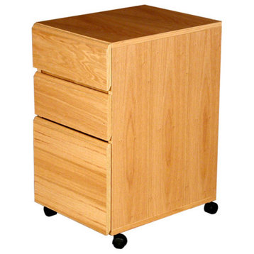 3-Drawer Real Wood Oak Veneer Freestanding Drawer File