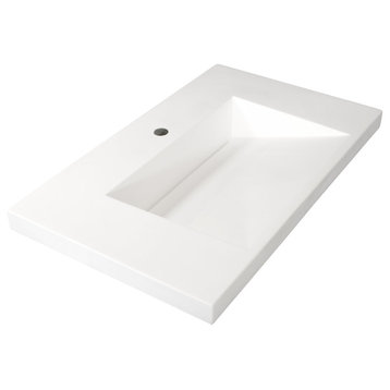 Ramp Sink Vessel 31" Bathroom Vanity Top, White