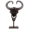Blalock Autrey Handcrafted Aluminum Bull Skull Decor with Stand, Bronze