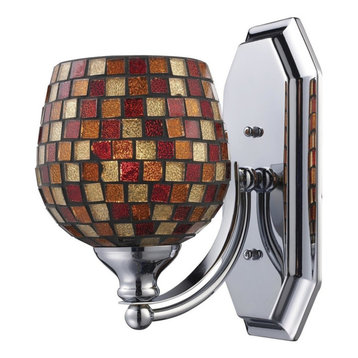 Elk 1 Light Vanity In Polished Chrome And Multi Mosaic Glass 570-1C-MLT