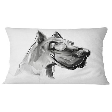 English Bulldog With Monocle Animal Throw Pillow, 12"x20"