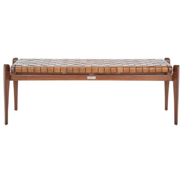 Safavieh Couture Dilan Leather Bench, Brown/Light Brown