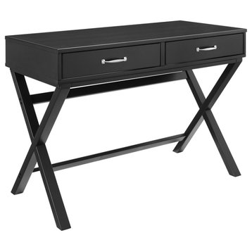 Riverbay Furniture Transitional 2-Drawer MDF Wood Desk in Black