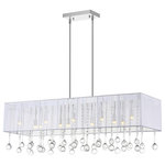 CWI Lighting - Water Drop 14 Light Drum Shade Chandelier With Chrome Finish - Let the Water Drop 14 Light Chandelier (Clear Crystal) lend a special atmosphere to your space. This glistening light fixture is designed with a 40 inch rectangular shade in white or silver. Dangling underneath are clear crystal droplets that radiate light. This is the exact finishing touch a modern but sterile space needs.