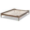 French Weather Grey Oak Finished Wood King Size Platform Bed Frame