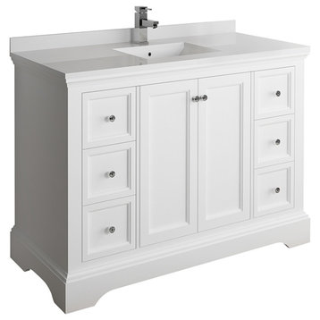 Fresca Windsor 48" Matte White Cabinet With Top and Sink