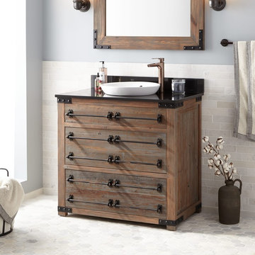 36" BONNER RECLAIMED WOOD VANITY FOR SEMI-RECESSED SINK - GRAY WASH PINE