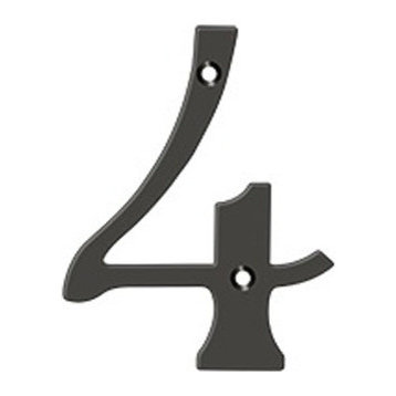 RN4-4U10B 4" Numbers, Solid Brass, Oil Rubbed Bronze
