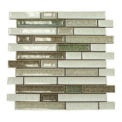 Green, White and Brown Glossy Crackle Crystal Mosaic Tiles - Home Accessories & Decor