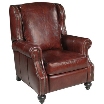 Hooker Furniture RC140-085 34"W Leather Recliner - Balmoral Cornwall Red