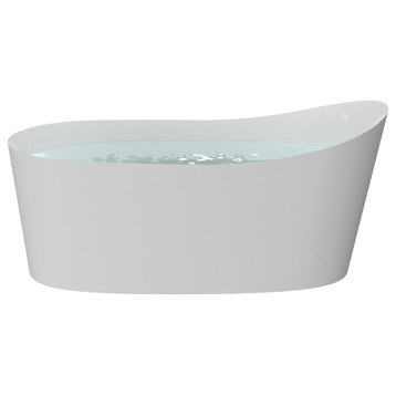 HEATGENE 62 Inches Acrylic Freestanding Bathtub Contemporary Soaking Tub