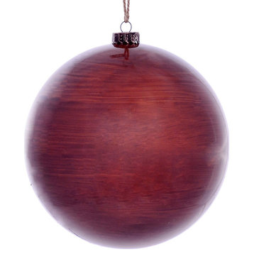 Vickerman 8" Copper Wood Grain Ball Orn 2/Bag