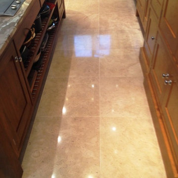 Travertine Kitchen Floor Stripped And Resealed In Wilmslow, Cheshire