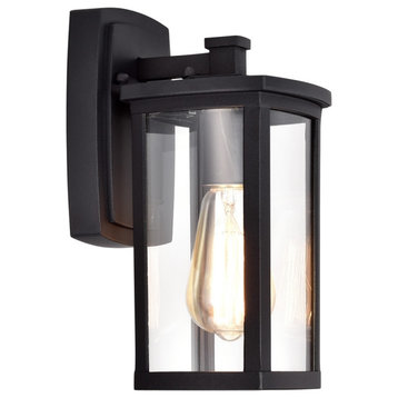 Quill Transitional 1 Light Textured Black Outdoor Wall Sconce 11" Height