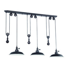 3 Light Pulley Pendant With Metal Shade
