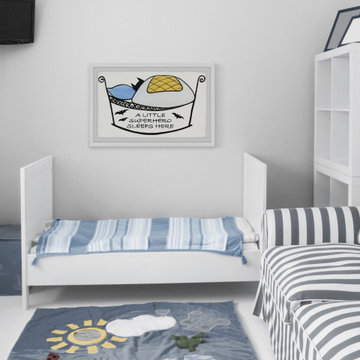"A Little Superhero Sleeps Here II" Framed Painting Print