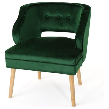 GDF Studio Michaela Mid Century Velvet Accent Chair, Emerald