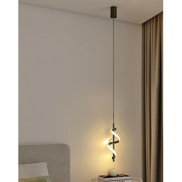 MIRODEMI® Tovo San Giacomo | Ribbon Design Chandelier for Bedroom, Black, A, Cool Light