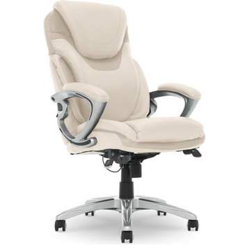 Ergonomic Office Chair, PU Leather Seat & Back With Air Lumbar Technology, Cream