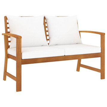vidaXL Patio Garden Bench Loveseat with Cushions for Porch Solid Wood Acacia