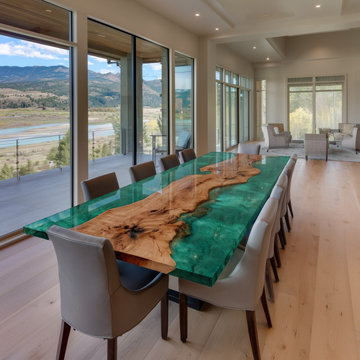Organic Modern Dining Room with Custom Emerald River Table