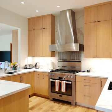 Wet Bar in Kitchen with Stainless Steel Hood