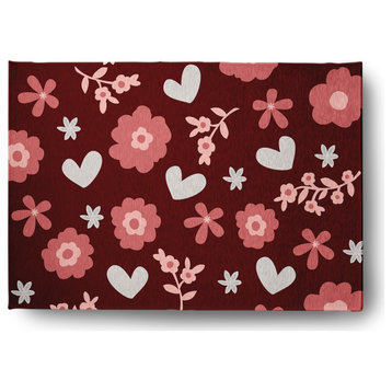 5' x 7' Flowery Love Valentines Chenille Indoor/Outdoor Rug