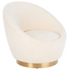 Safavieh Couture Pippa Faux Lamb Wool Swivel Chair, Ivory/Gold