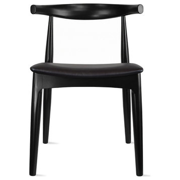 Modern Wooden Dining Chair with PU Leather Or Beige Fabric Cushion Seat, Black (Unassembled)