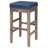 Ander Bonded Leather Counter Stool Drift Wood Legs, Vintage Blue (Set Of 2)