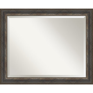 Alta Rustic Char Beveled Bathroom Wall Mirror - 32.5 x 26.5 in.