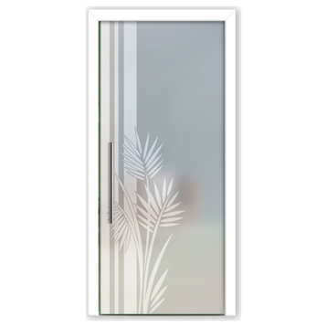 Pocket Glass Sliding Door with Frosted Desing, 32"x81", Recessed Grip, Semi-Private