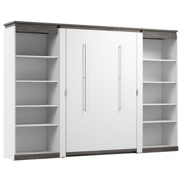 Bestar Orion 118" Full Murphy Bed with 2 Bookcases in White