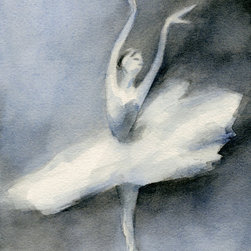 Ballerina In White Tutu Watercolor - Fine Art Prints