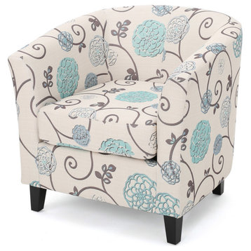 GDF Studio Palisades White and Blue Fabric Club Chair