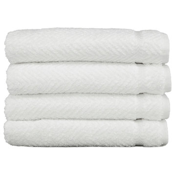 Herringbone Hand Towels, Set of 4, White