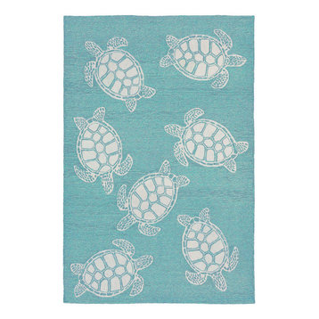 Trans Ocean Capri Turtle Aqua Area Rug, 7'6" x 9'6" Rectangle